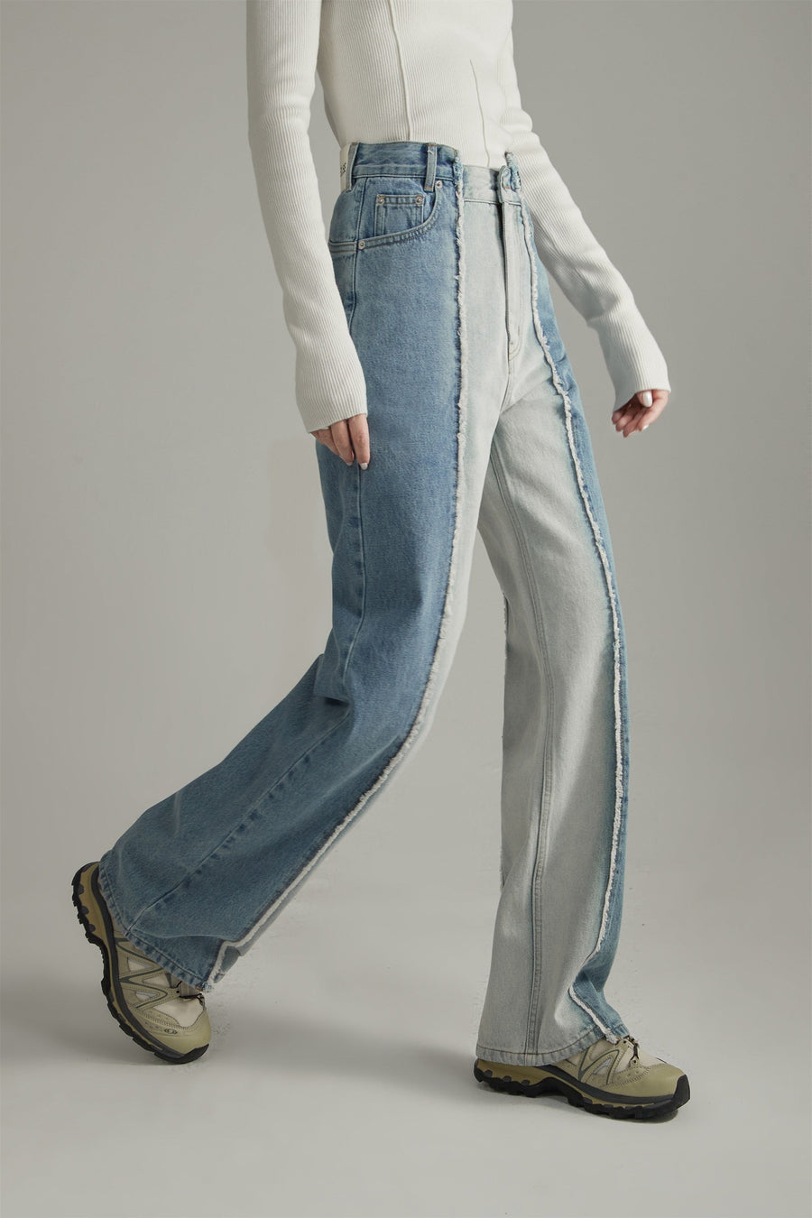 CHUU Frayed Lined Denim Jeans