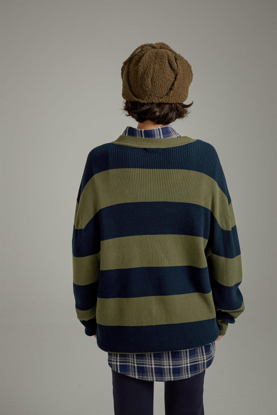 Color Pocket Stripe Knit Sweater