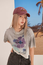 Gradient Flower Crop T-Shirt