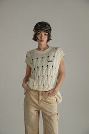 Hollow Sleeveless Knitted Sweater