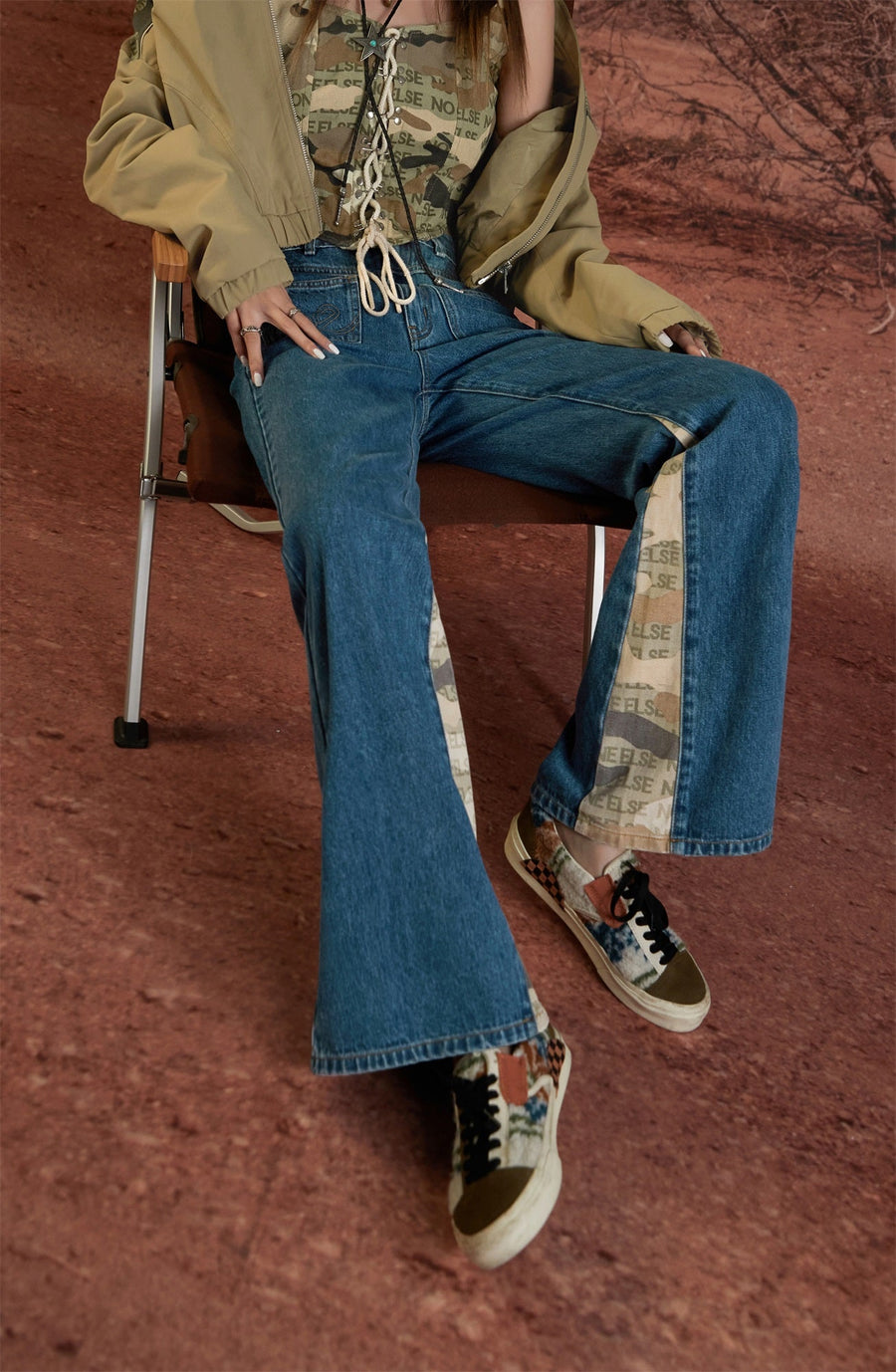 A Side Of Camouflage Bootcut Jeans