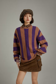 Vintage Color Scheme Stripe Knit Sweater