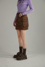 Pocket Zipper Leather Skirt
