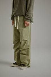Solid Color Drawstring Casual Cargo Pants