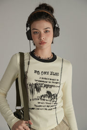 Trendy Printed Stitch Slim T-Shirt