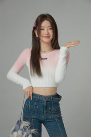 In A Song Gradient Crop Knit Sweater