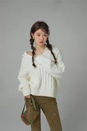 Wasnt Ready V-Neck Loose Fit Knit Sweater