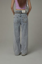 High Waist Colorblocked Straight Jeans
