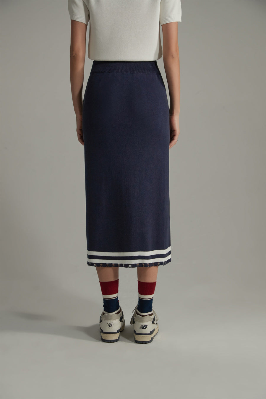 Striped Split Long Skirt