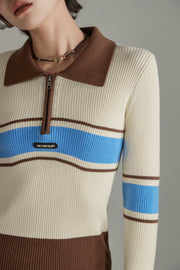 Half Zip-Up Knit Sweater