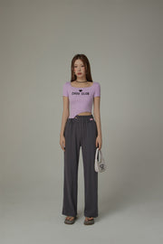 Banding Loose Fit Slit Daily Pants