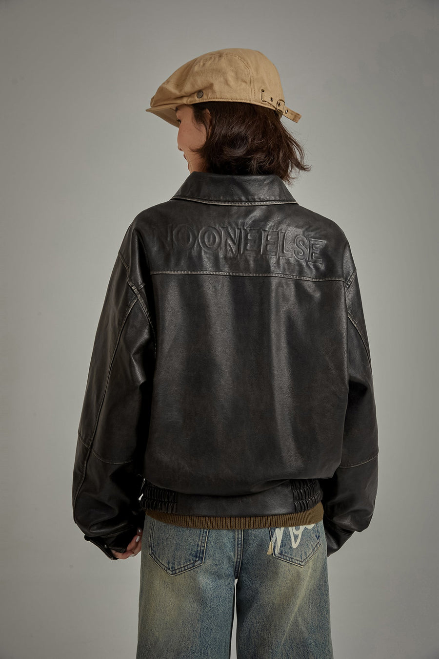 Leather Back Logo Jacket