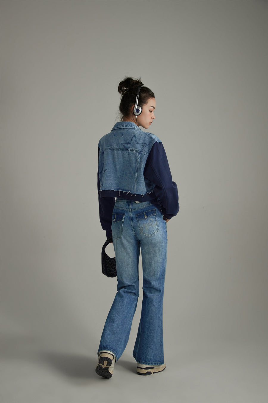 Double Belted Slit Bootcut Denim Jeans