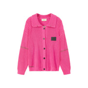 Solid Color Collar Knit Cardigan