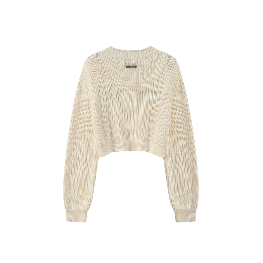 CHUU Round Loose Fit Cropped Knit Sweater