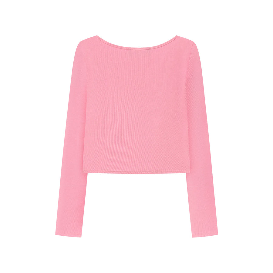 Deep Tied Round Neck Long Sleeves Top