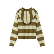 Casual Striped Knit Hoodie