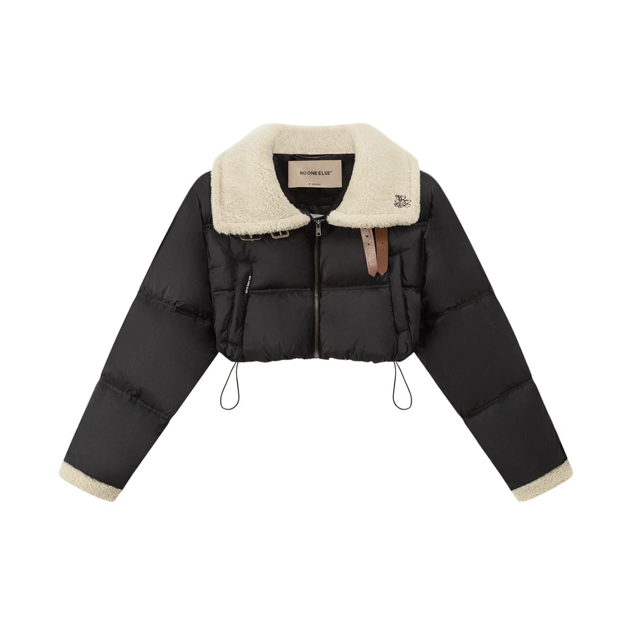 Fleece Collar Crop Padded Jacket