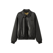 Collar Pocket Short Leather Jacket