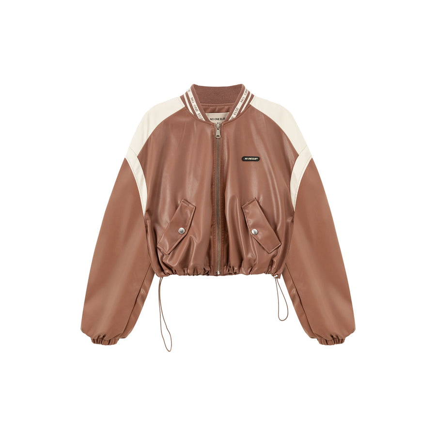 Line Color Combination Leather Jacket